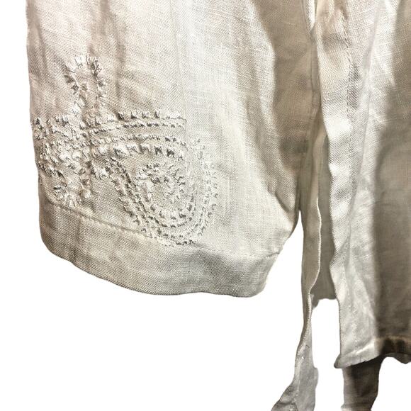 White Linen Embroidered Jacket and Tank Top Set Jaeger Lightweight Size 6 Y2K - Picture 8 of 13